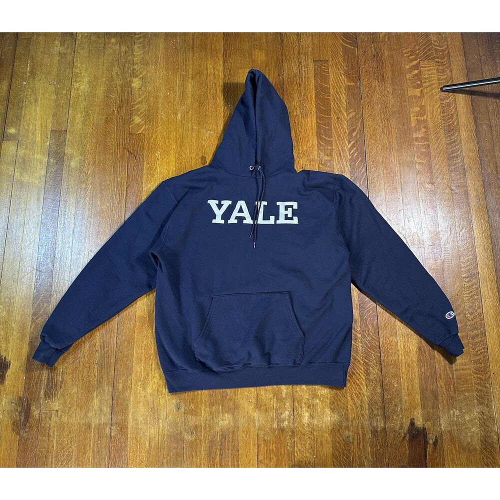 Champion Yale University Hoodie Mens XL Navy Blue Graphic Athletic Pullover